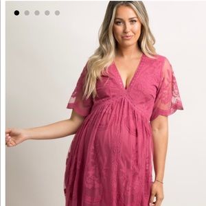 PinkBlush Lace Maternity Dress